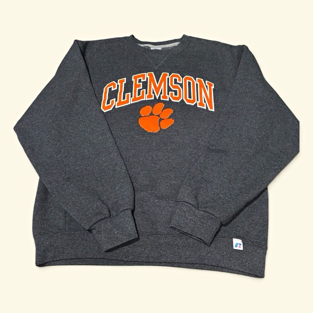 Vintage Y2K Russell Athletic Clemson Tigers Gray Crewneck Sweatshirt Mens Sz M